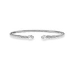 Sterling Silver Diamond Cable Bangle 0.03ctw