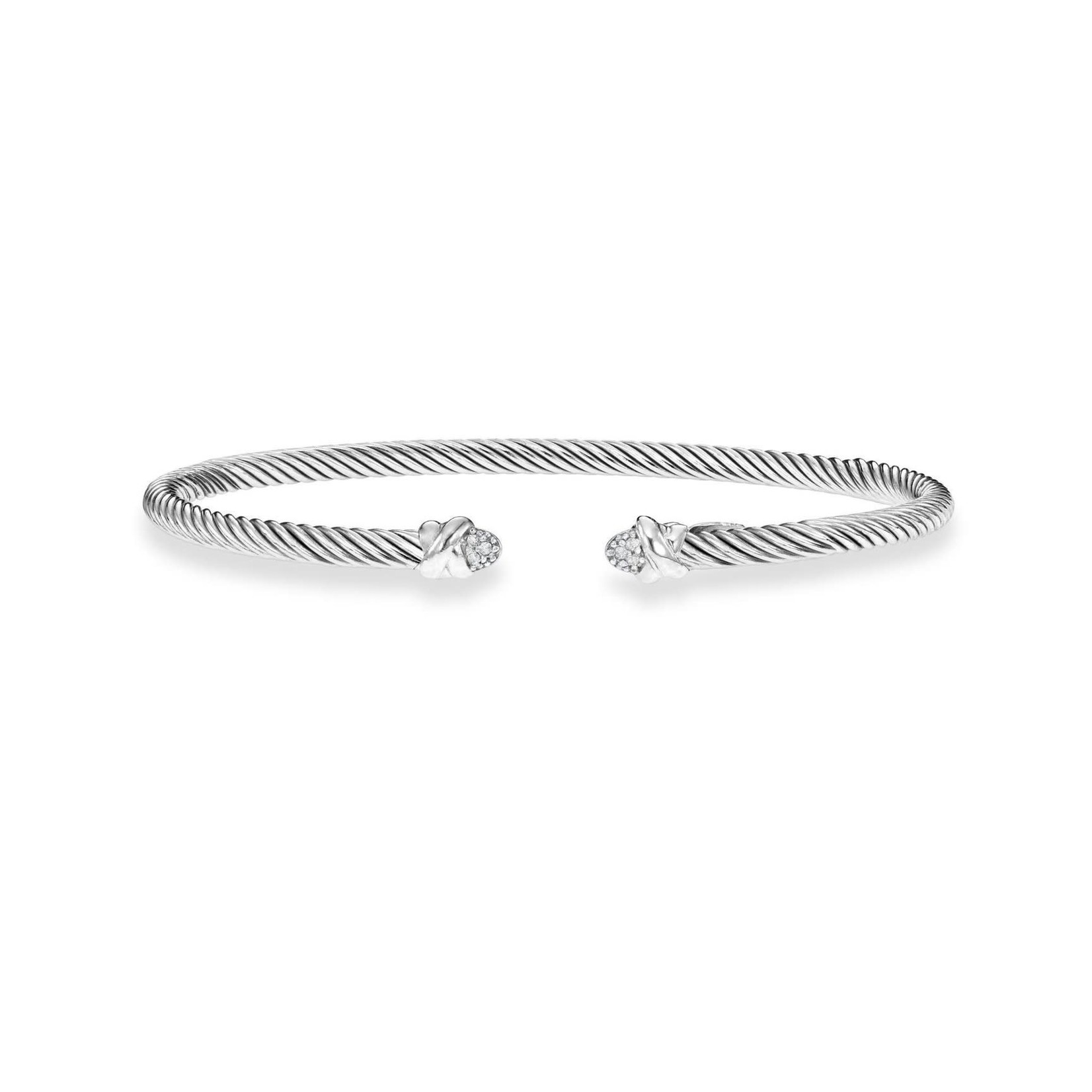Sterling Silver Diamond Cable Bangle 0.03ctw
