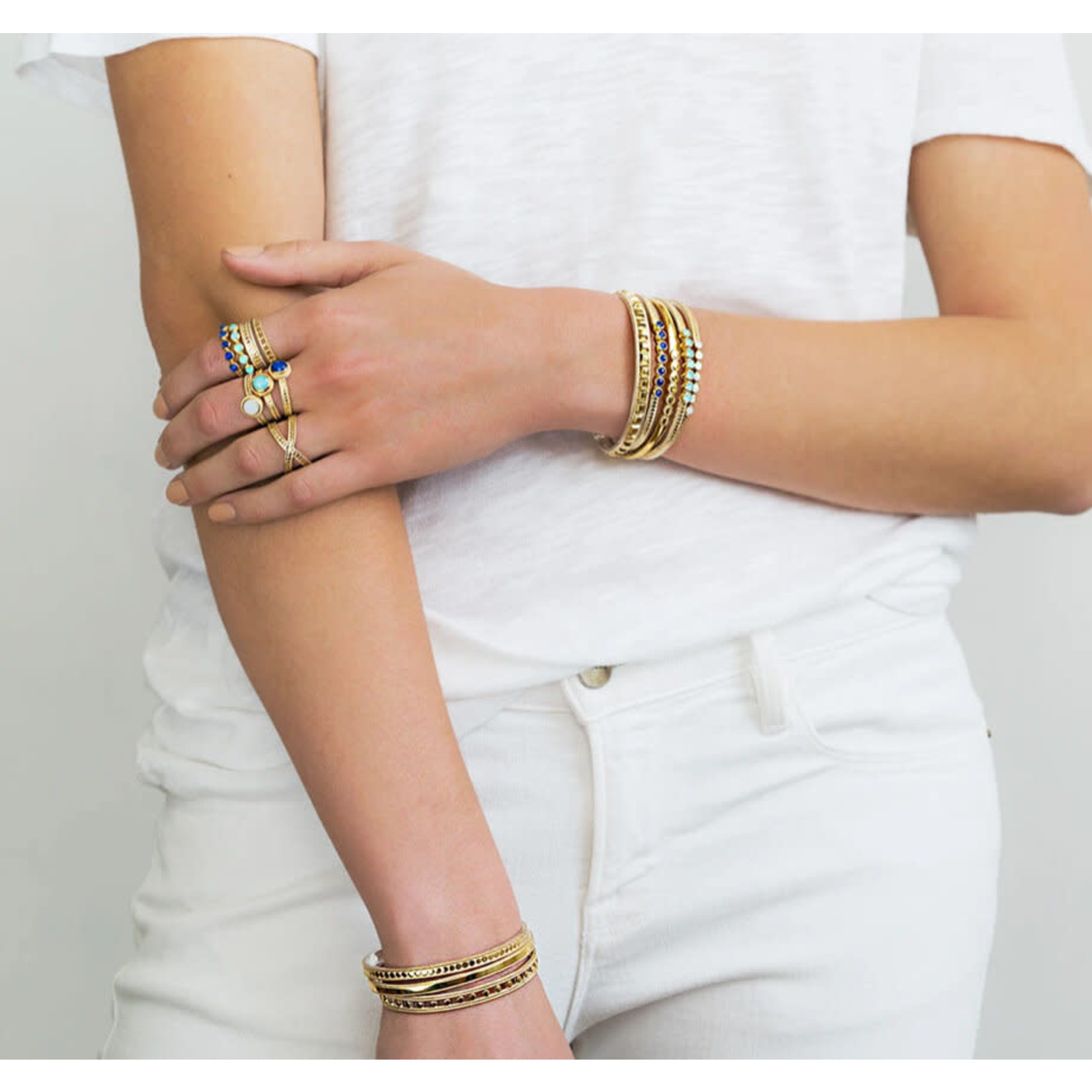 Sterling Silver  and 18K Yellow Gold Classic Stacking Cuff