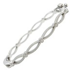 Sterling Silver Diamond Open Rope Bangle