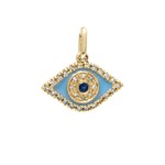 14K Yellow Gold Evil Eye Diamond & Sapphire Enamel Pendant