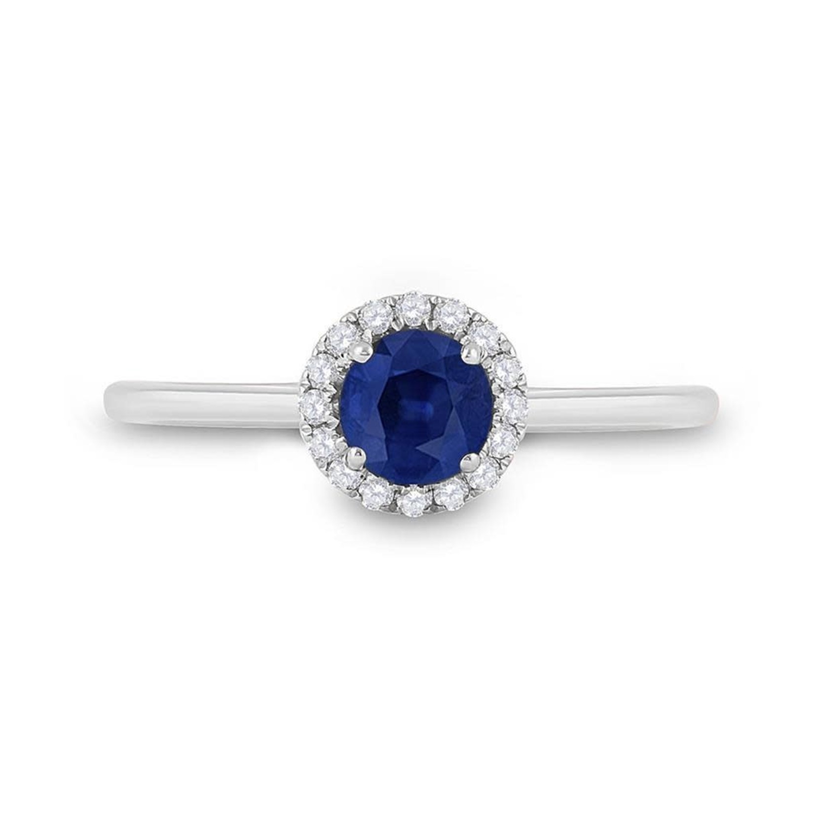 14K White Gold Sapphire & Diamond Halo Ring