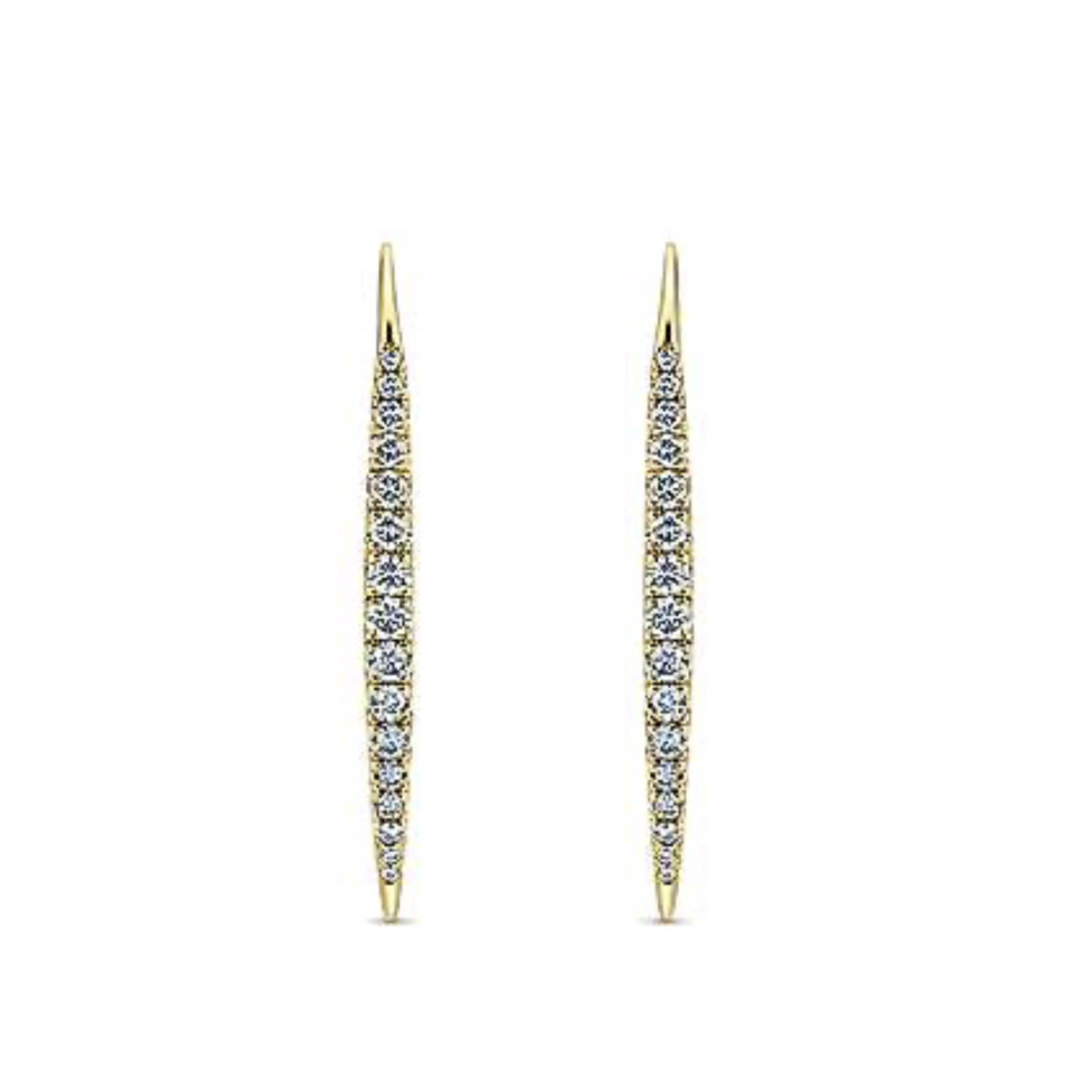 14K Yellow Gold Diamond Threader Drop Earrings