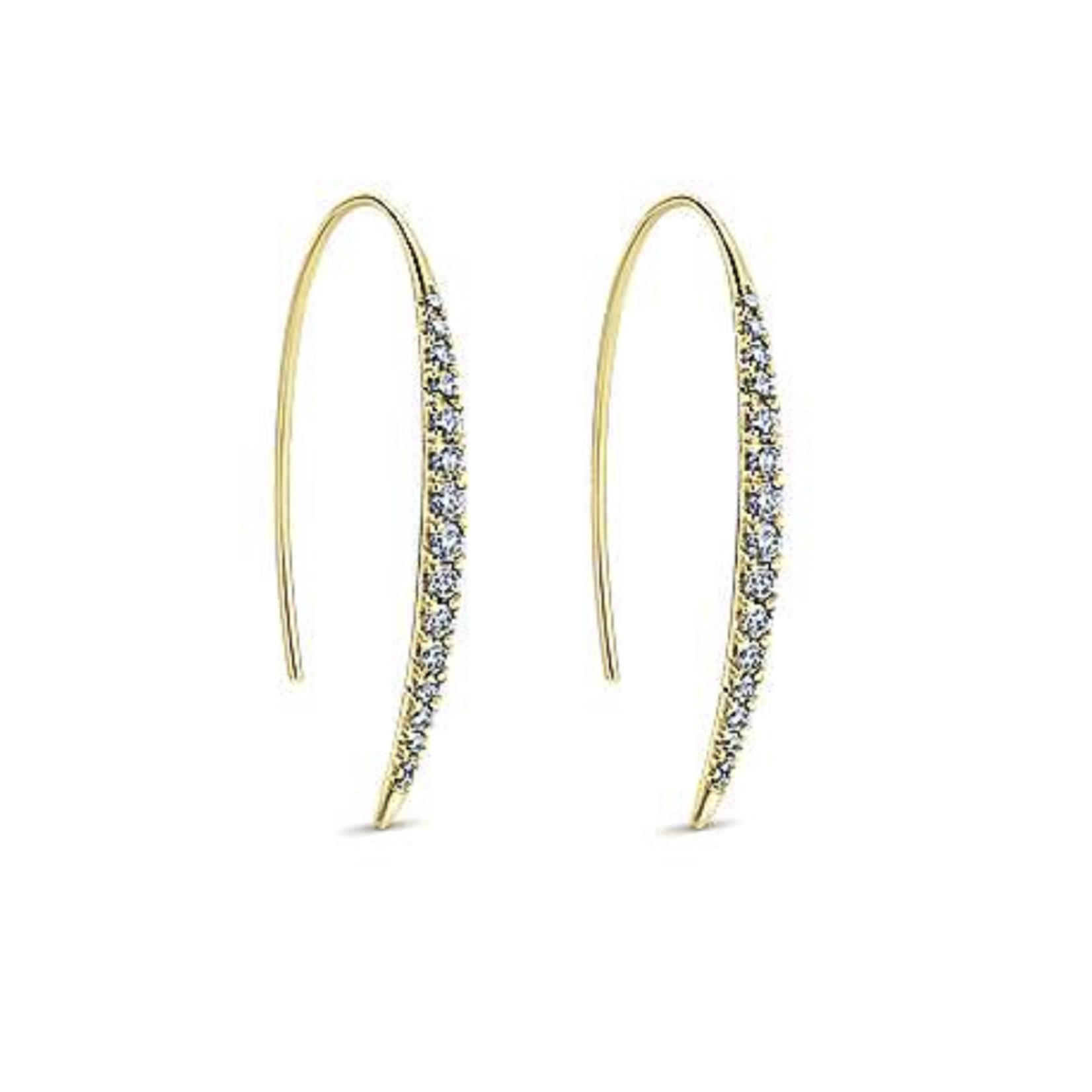 14K Yellow Gold Diamond Threader Drop Earrings