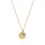 18KY Gold  &  Sterling Silver Turquoise Charm Necklace