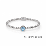 Sterling Silver Blue Topaz Diamond Bead Magnetic Bracelet