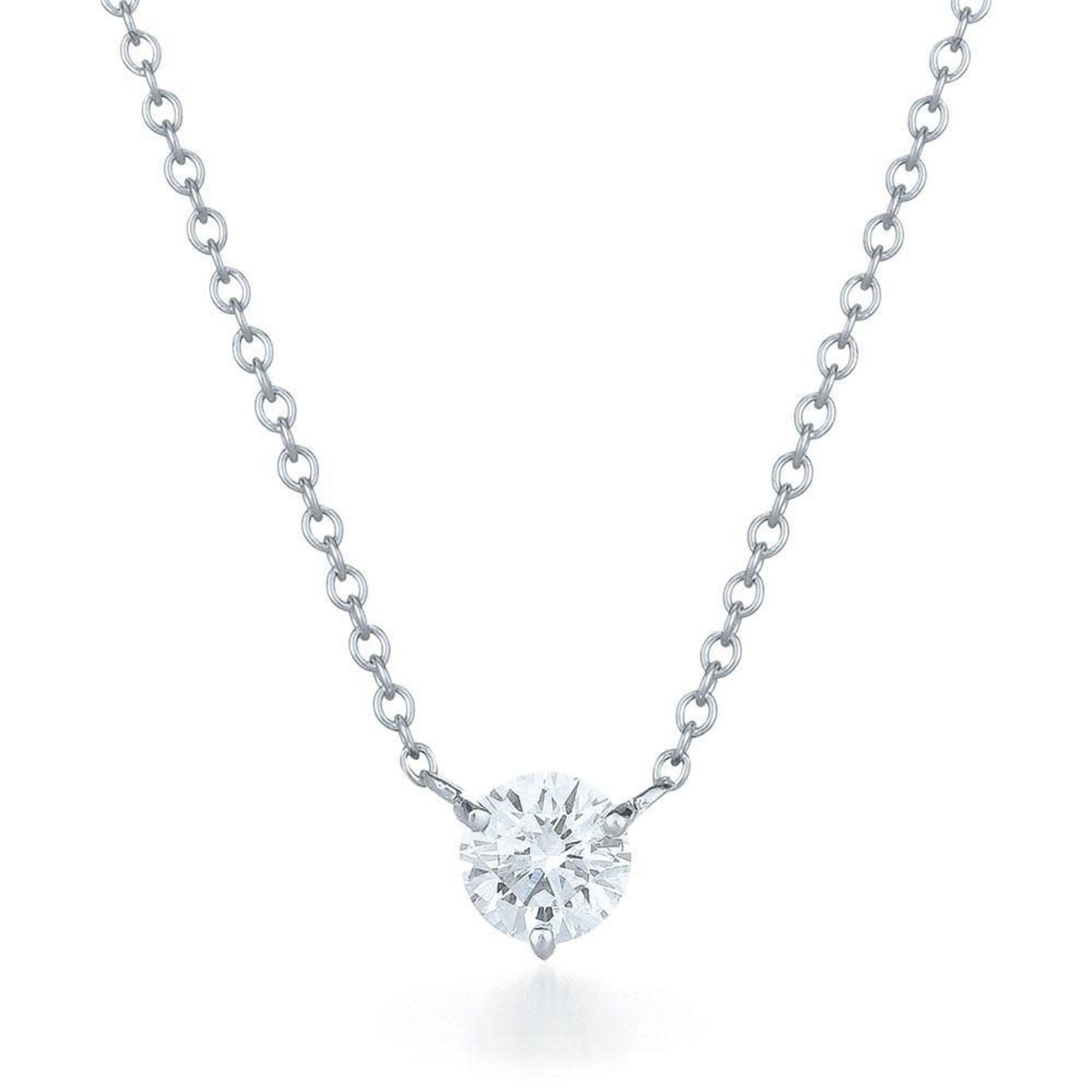 14K White Gold Diamond 1/2 Carats Total Martini Solitaire Pendant