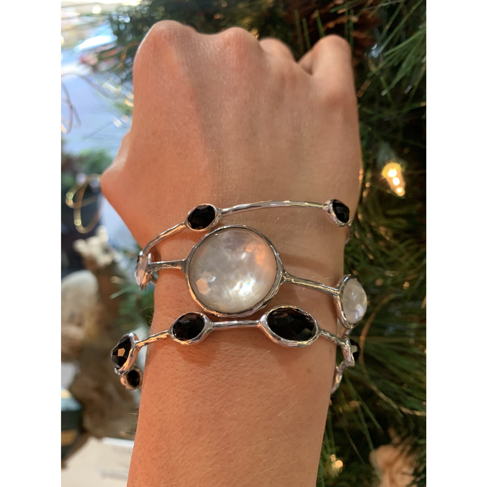 Sterling Silver Mother of Pearl Large Wonderland Bangle by IPPOLITA