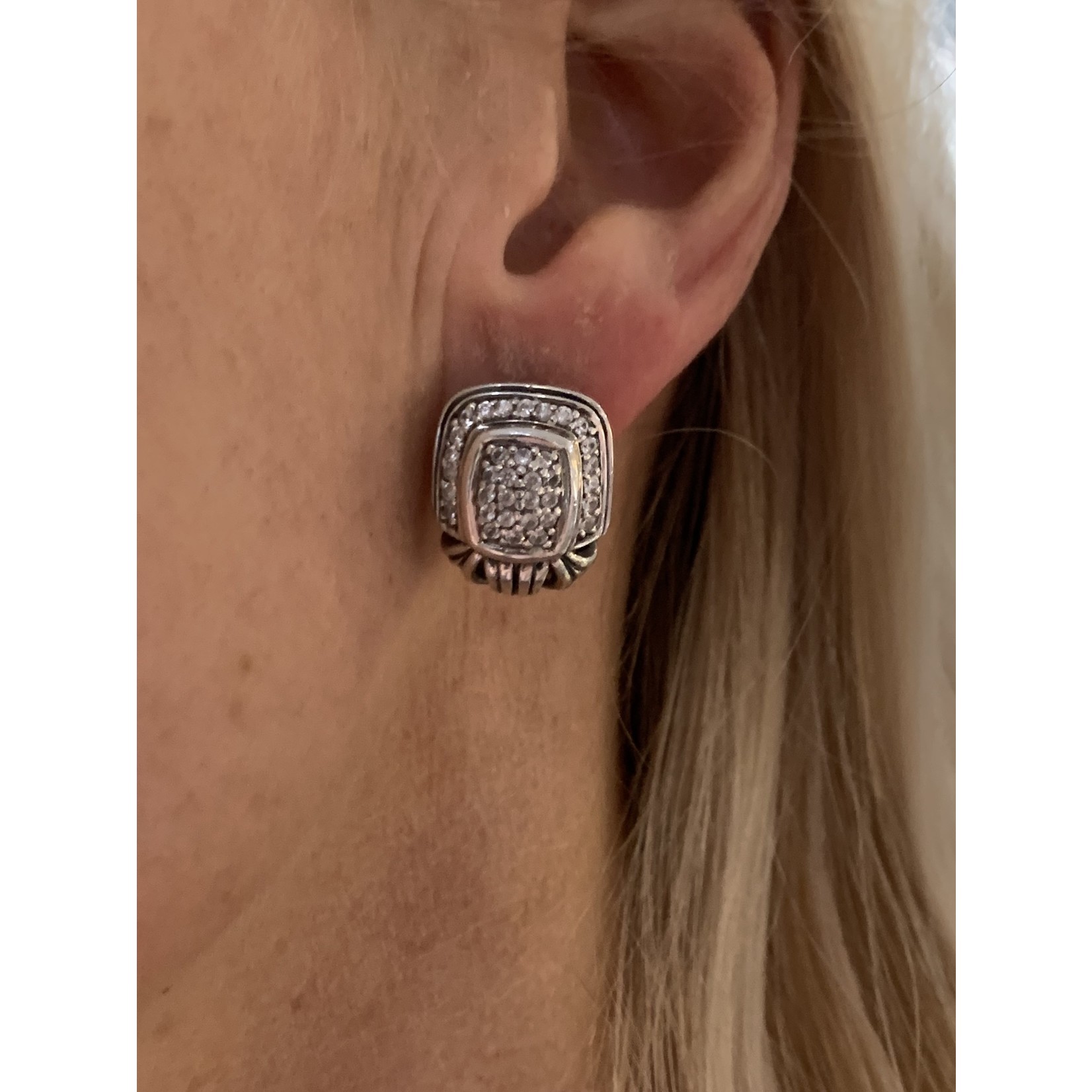 Sterling Silver Philip Gavriel Diamond 0.68ctw Omega Clip Post Earrings