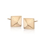 18K Yellow Gold Over Sterling Silver 8mm Pyramid Studs
