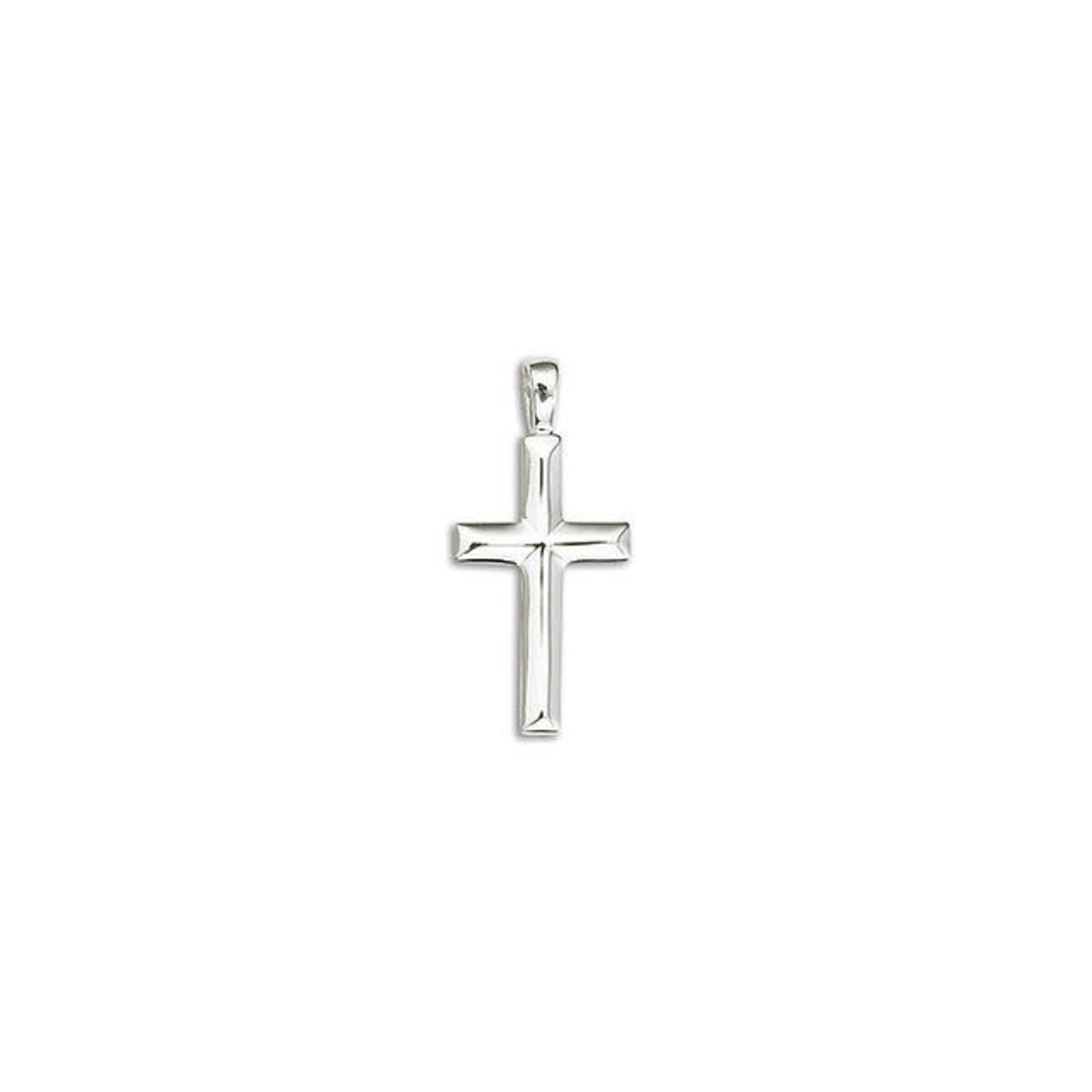 Sterling Silver Medium Beveled Cross on 16-18" Cable Chain