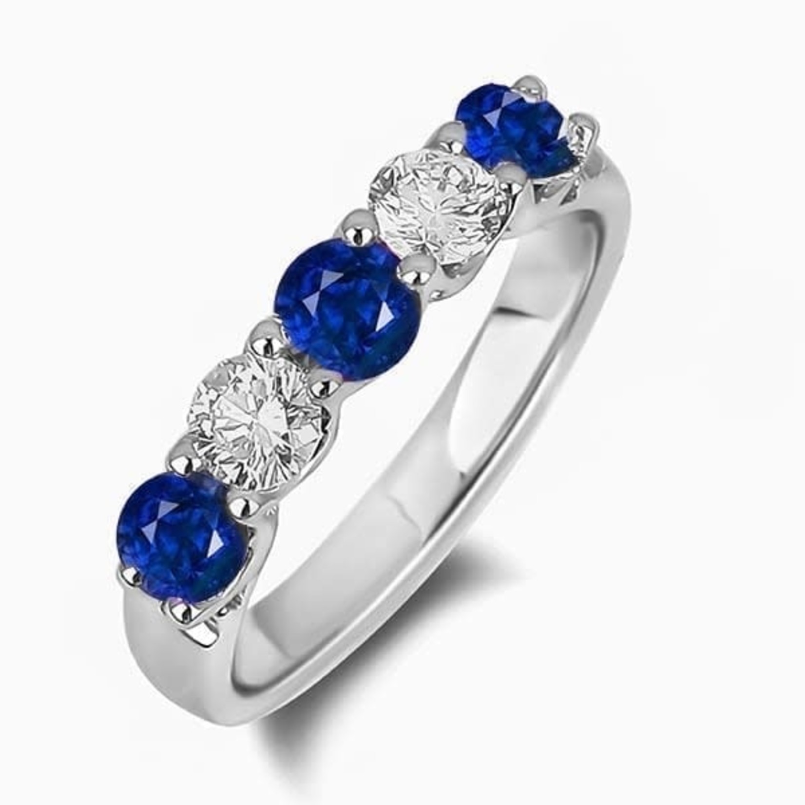 14K White Gold 0.81ctw Sapphire & 0.40ctw Diamond Band