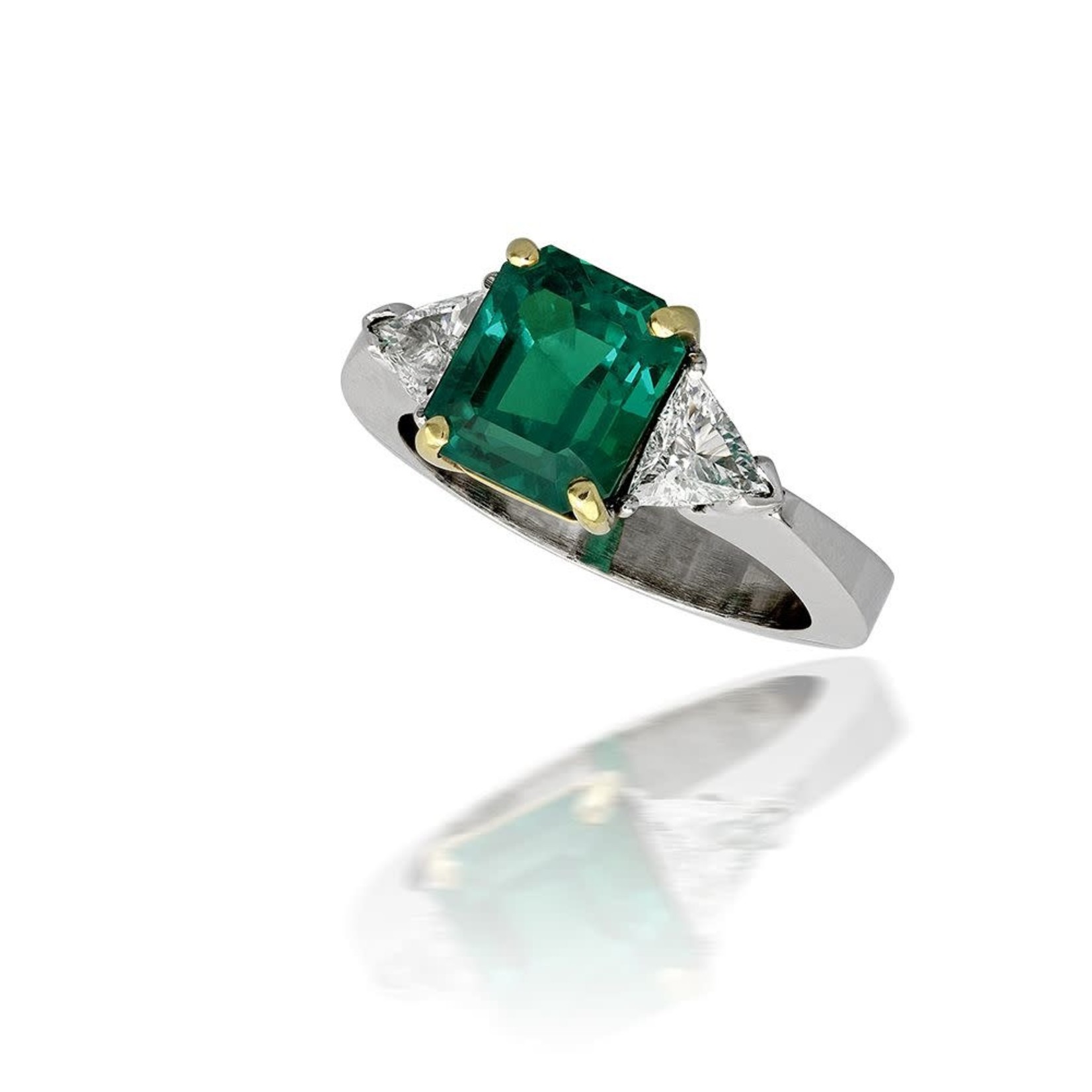 Platinum & 18K Yellow Gold Emerald 1.15ct & Diamond 0.59ctw Ring