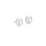 14K White Gold 9mm Akoya Cultured Pearl Studs