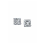 14KW Princess Cut Diamond 0.60ctw Halo Stud Earrings