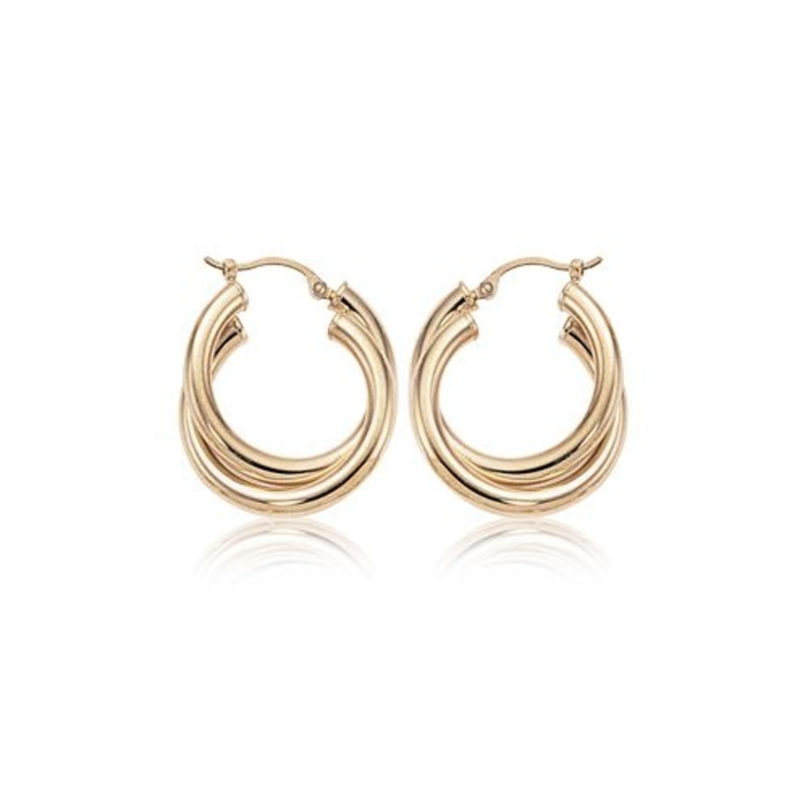 14KY Gold Double Tube Hoop Earrings