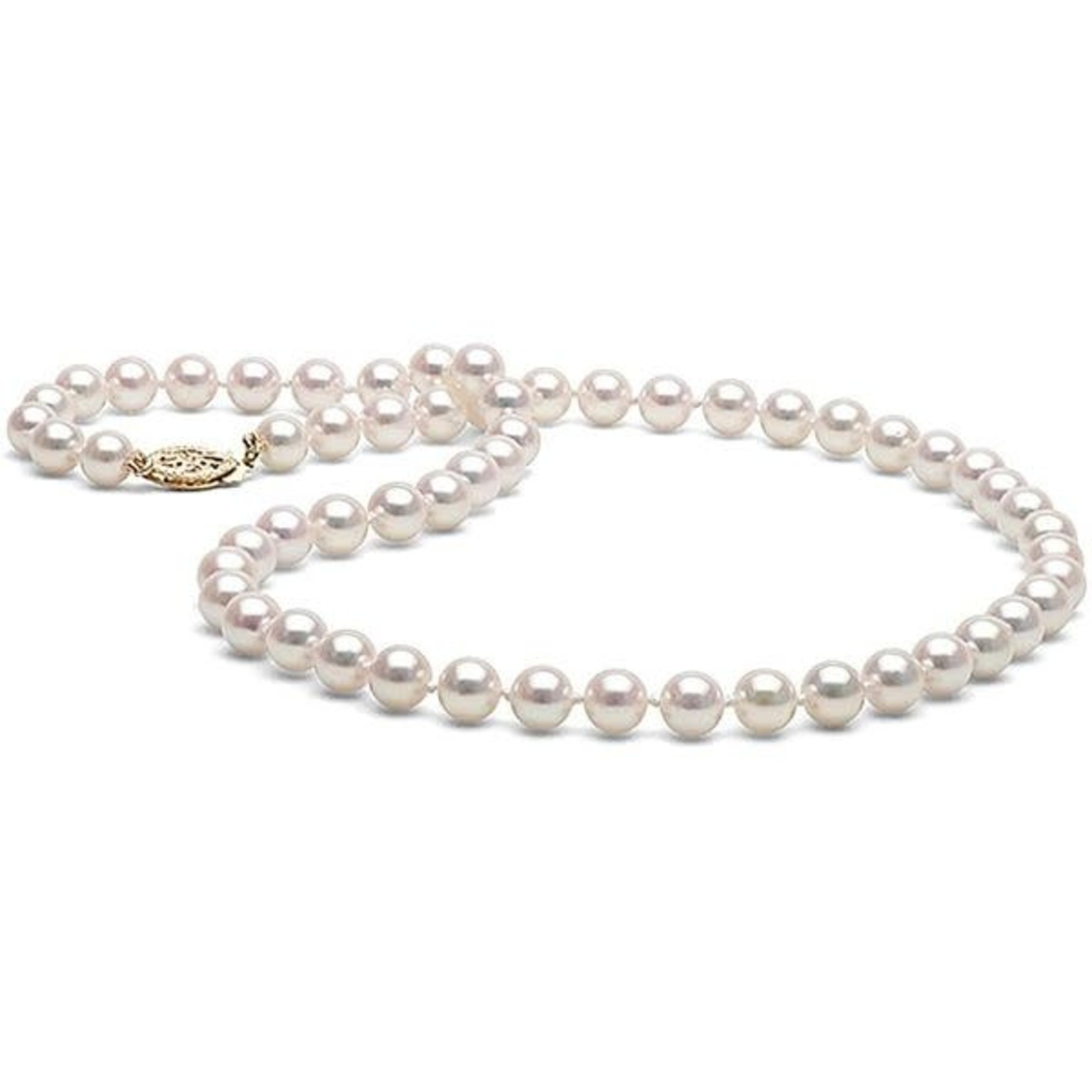 14K Yellow Gold 7-7.5mm Cultured Akoya Pearl Strand Necklace