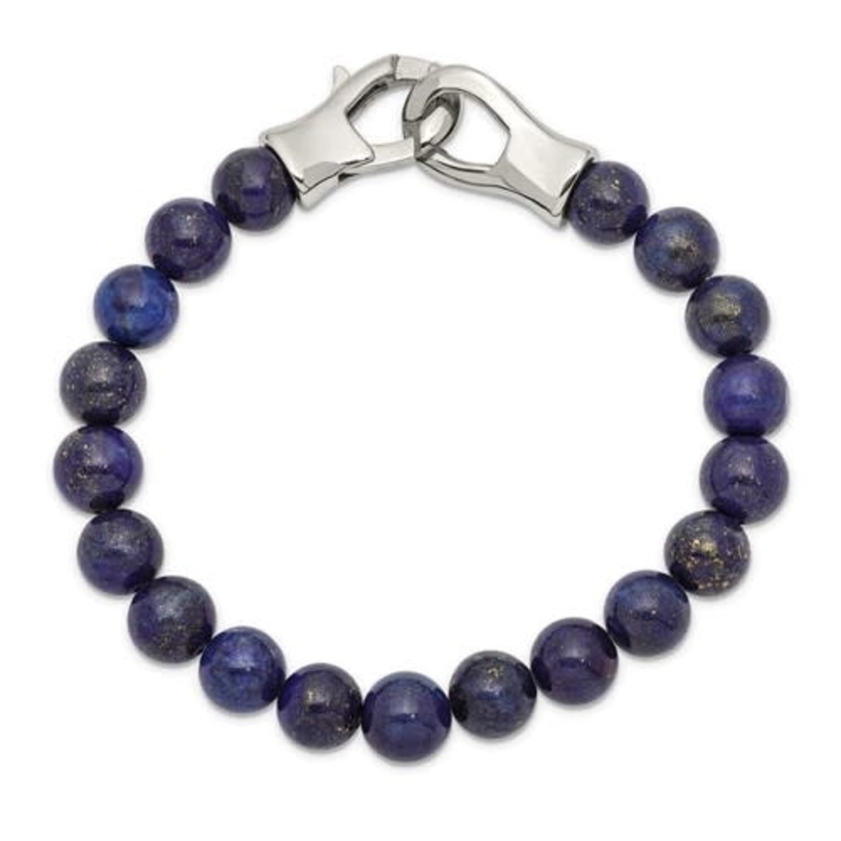 Stainless Steel Blue Lapis Bead Clasp Bracelet