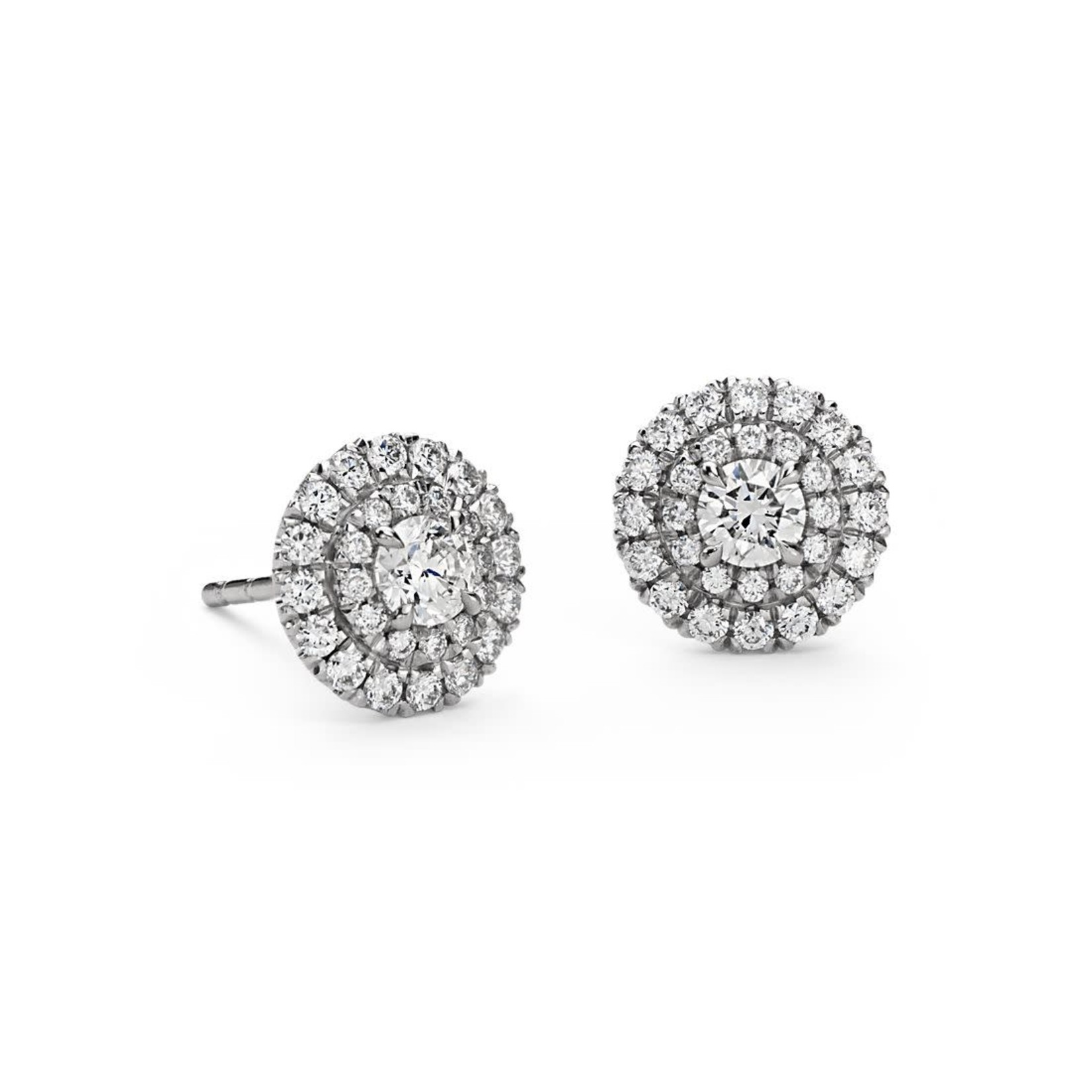 14K White Gold Diamond Double Halo Stud Earrings