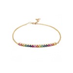 14K Yellow Gold  Multi Colored Sapphire Rainbow Bar Bracelet
