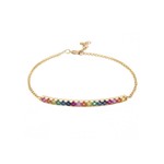 14KY Gold Multi Colored Sapphire Rainbow Bar Bracelet