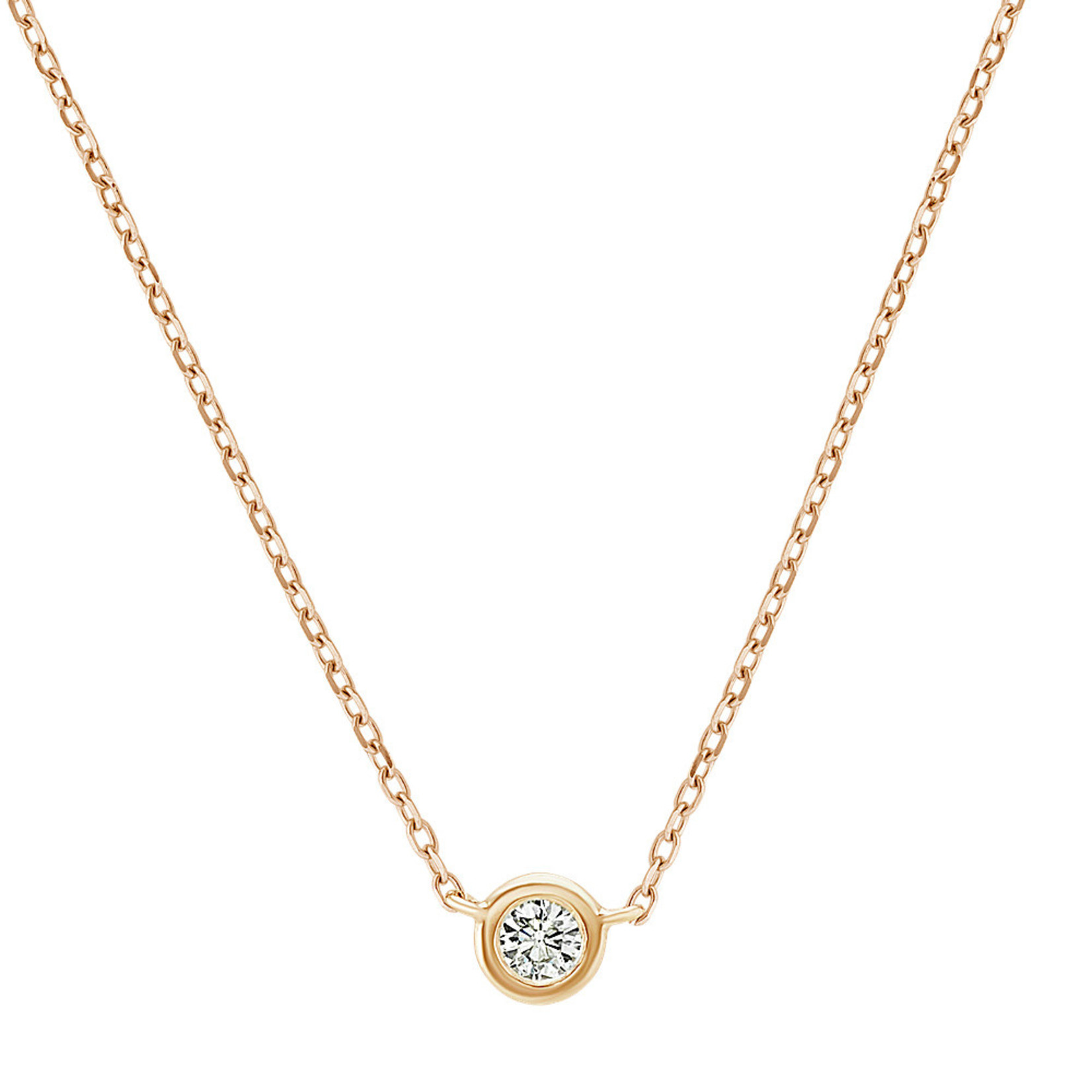 14K Yellow Gold Diamond Bezel Necklace 0.09ctw