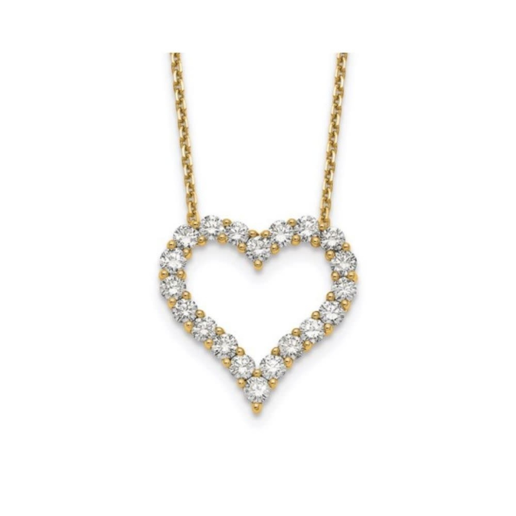 14K Yellow Gold Open Heart Diamond Pendant
