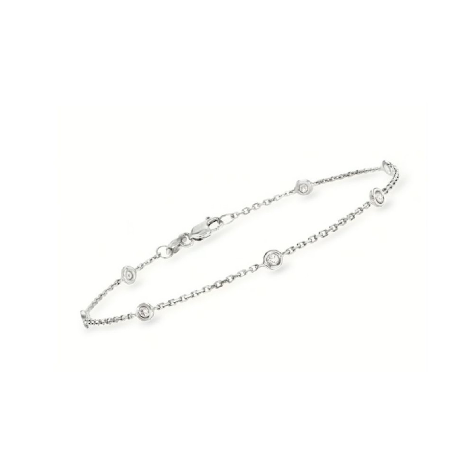 14K White Gold Diamond Bezel Bracelet