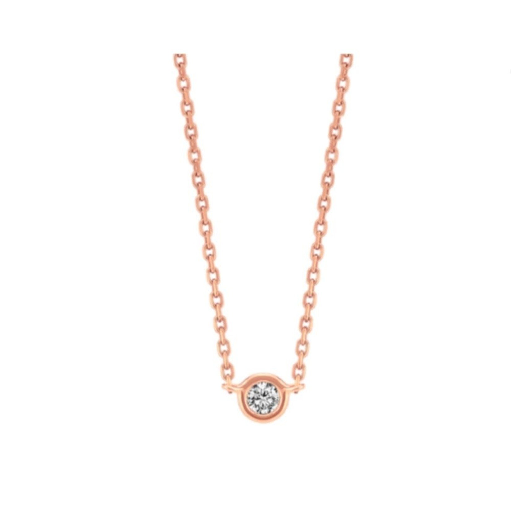 14K Rose Gold Diamond Bezel Necklace