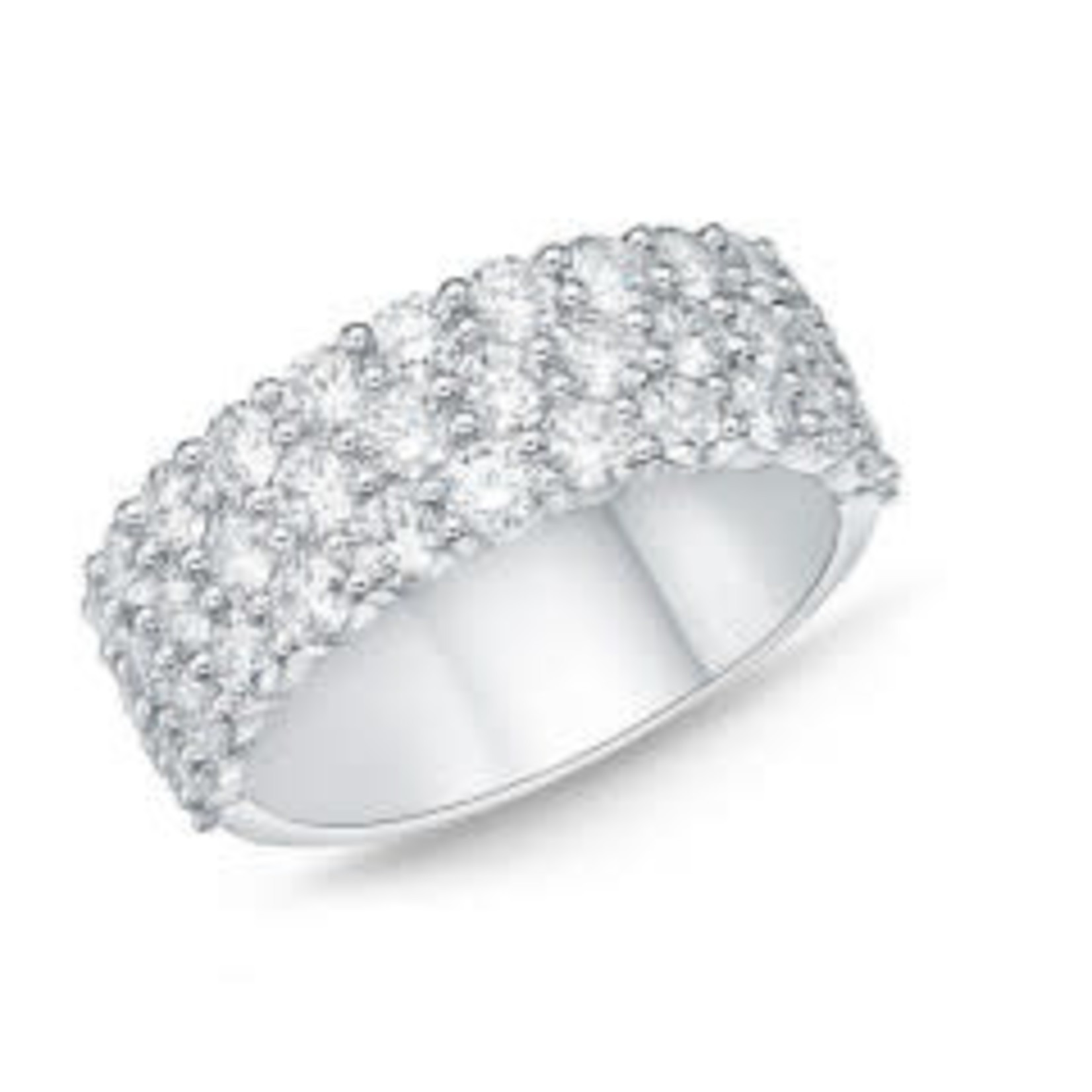 Platinum Three Row 3.68 Carat Diamond Band