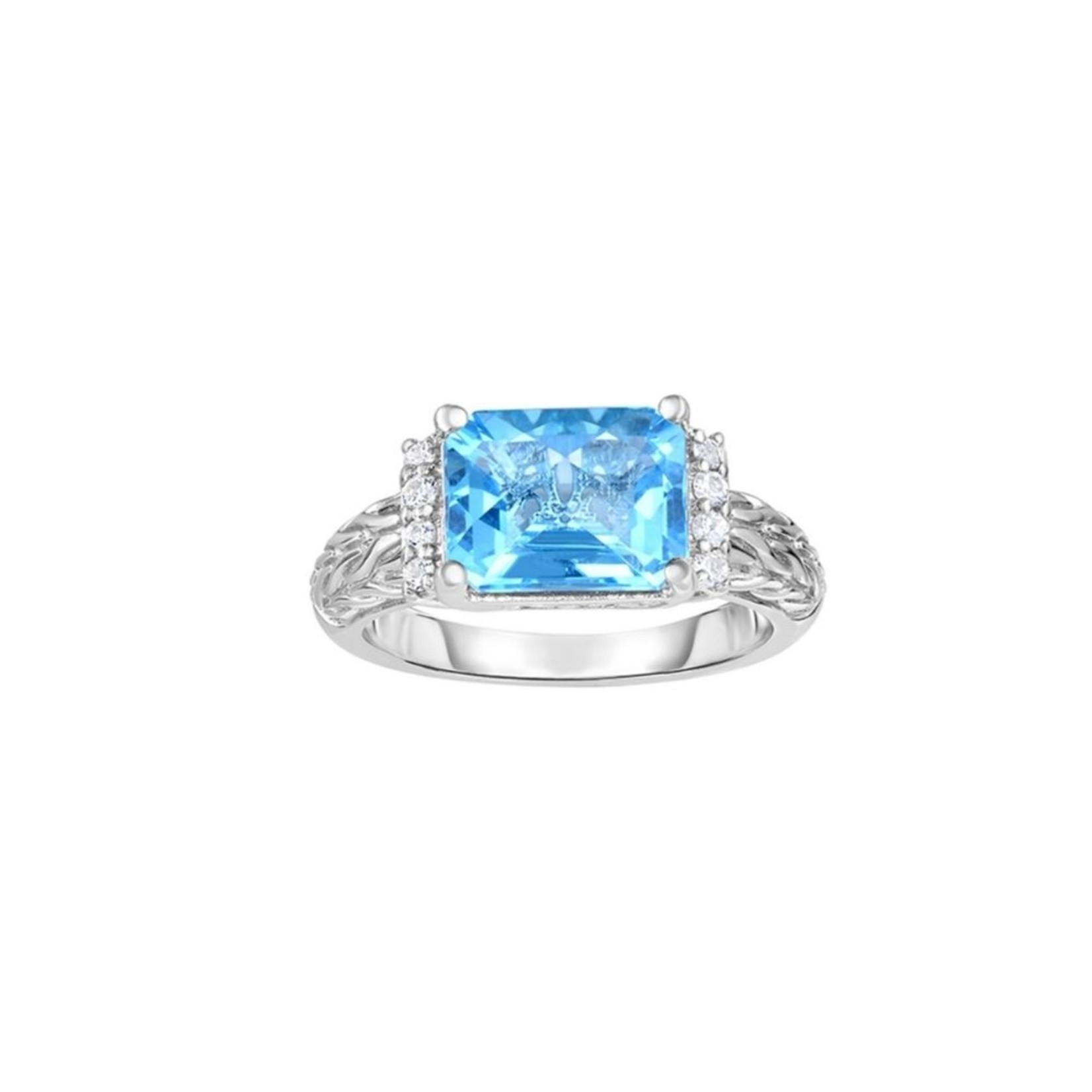 Sterling Silver Swiss Blue Topaz & White Sapphire Ring