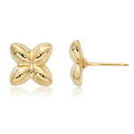 14K Yellow Gold Fleur De Lis Flower Stud Earring
