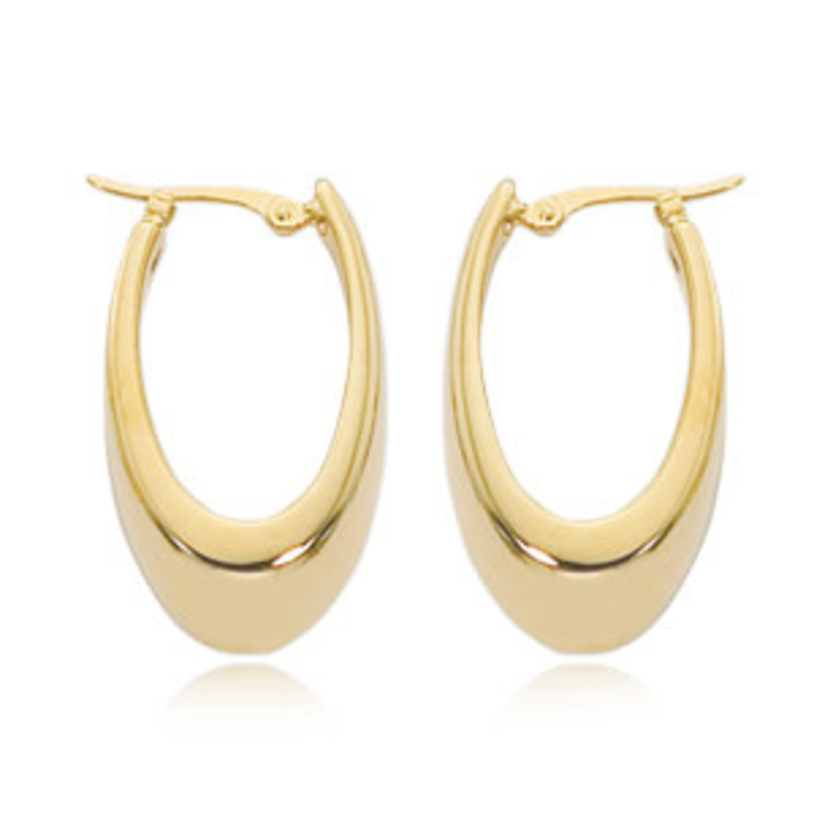 14K Yellow Gold Tube Hoop Earrings