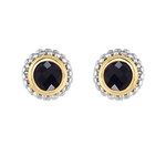 Sterling Silver & 18KY Gold Onyx Stud Earrings