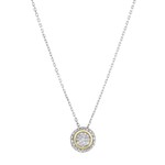 Sterling Silver 18K Yellow Gold Cluster Diamond Pendant