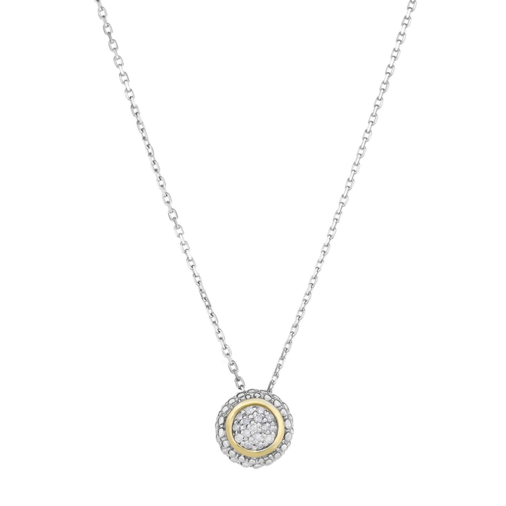 Sterling Silver 18K Yellow Gold Cluster Diamond Pendant