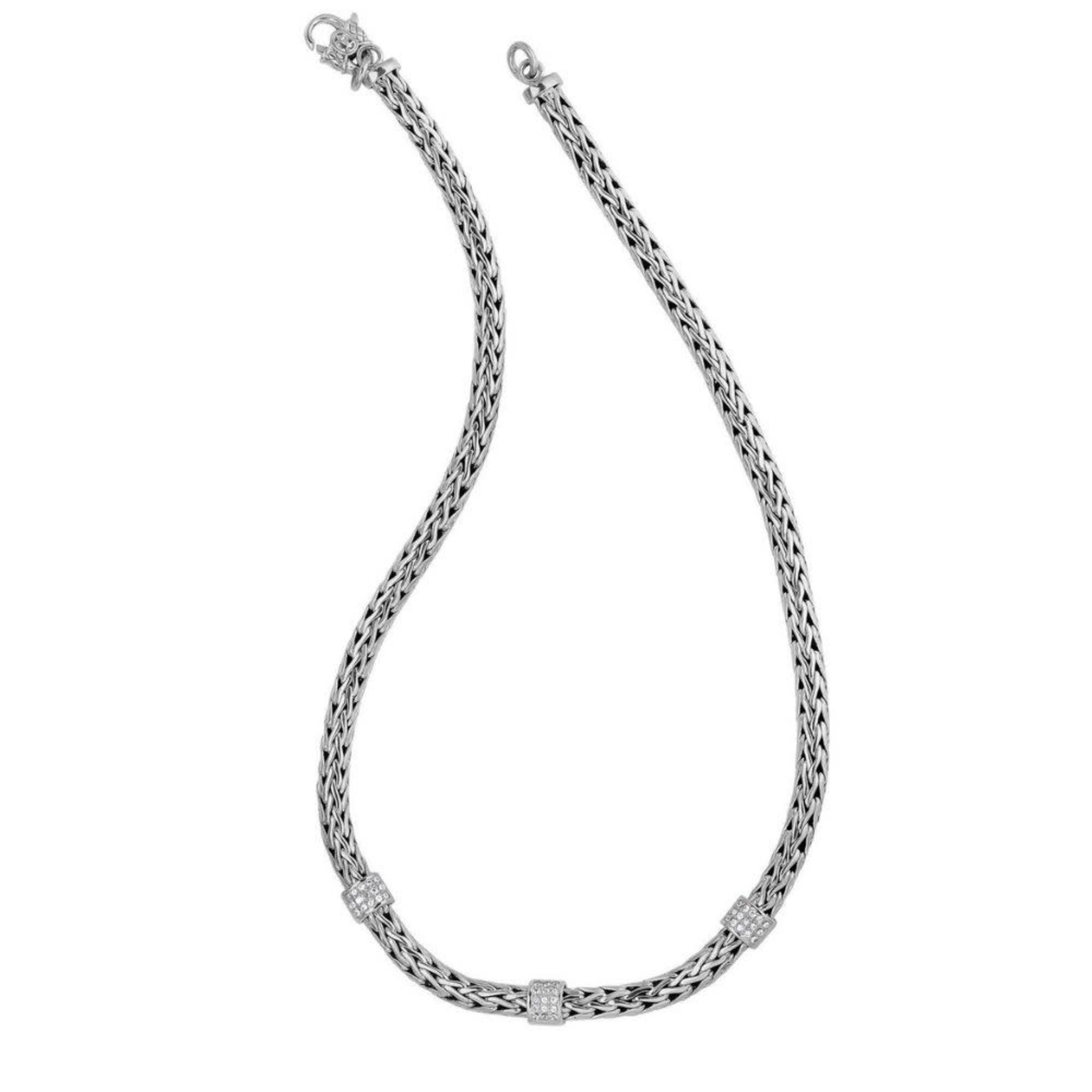 Sterling Silver White Sapphire Weave Chain Necklace