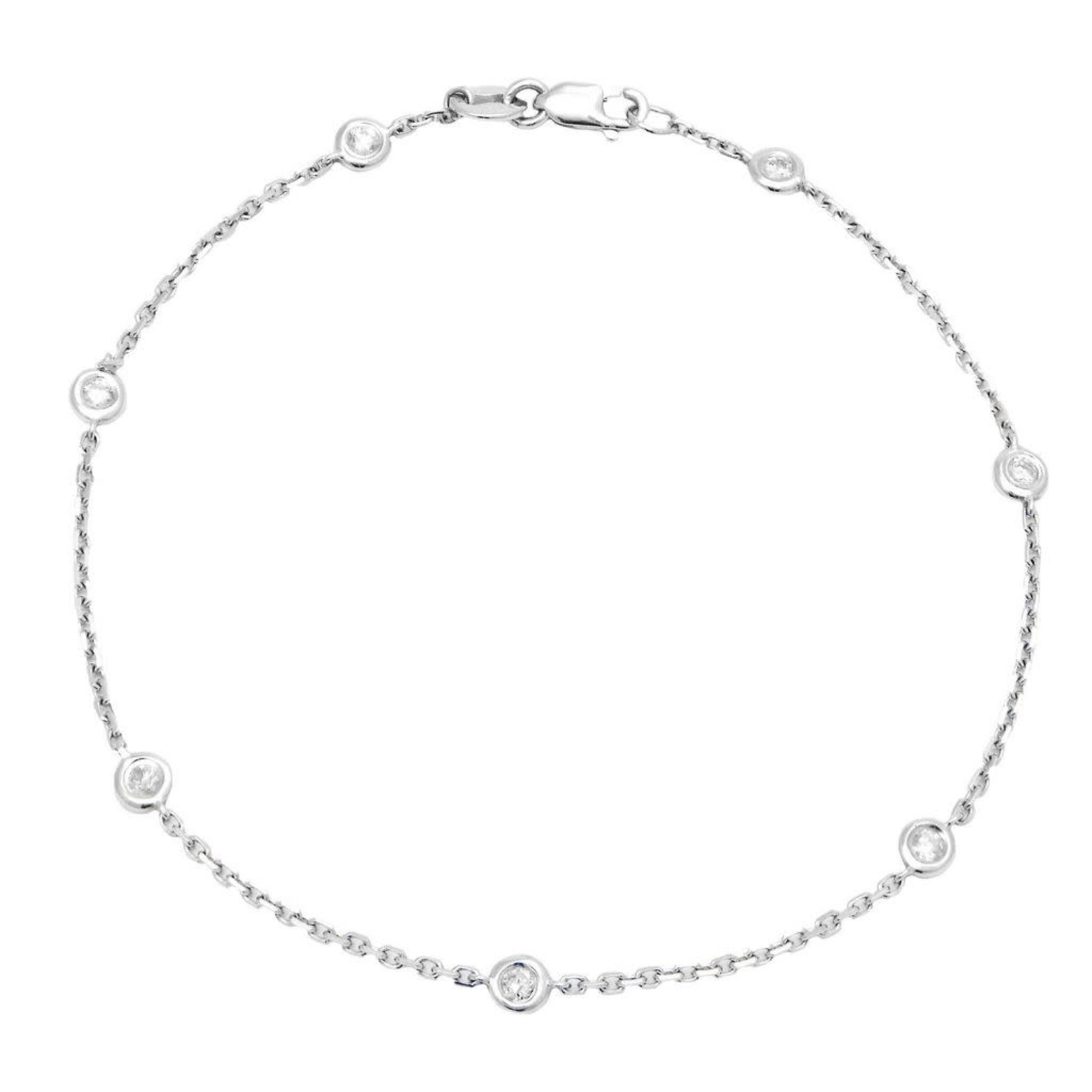 14K White Gold Diamond Bezel Bracelet