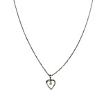 14K White Gold Diamond Open Heart Pendant