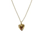 14KY Gold Puffed Heart Pendant 16"