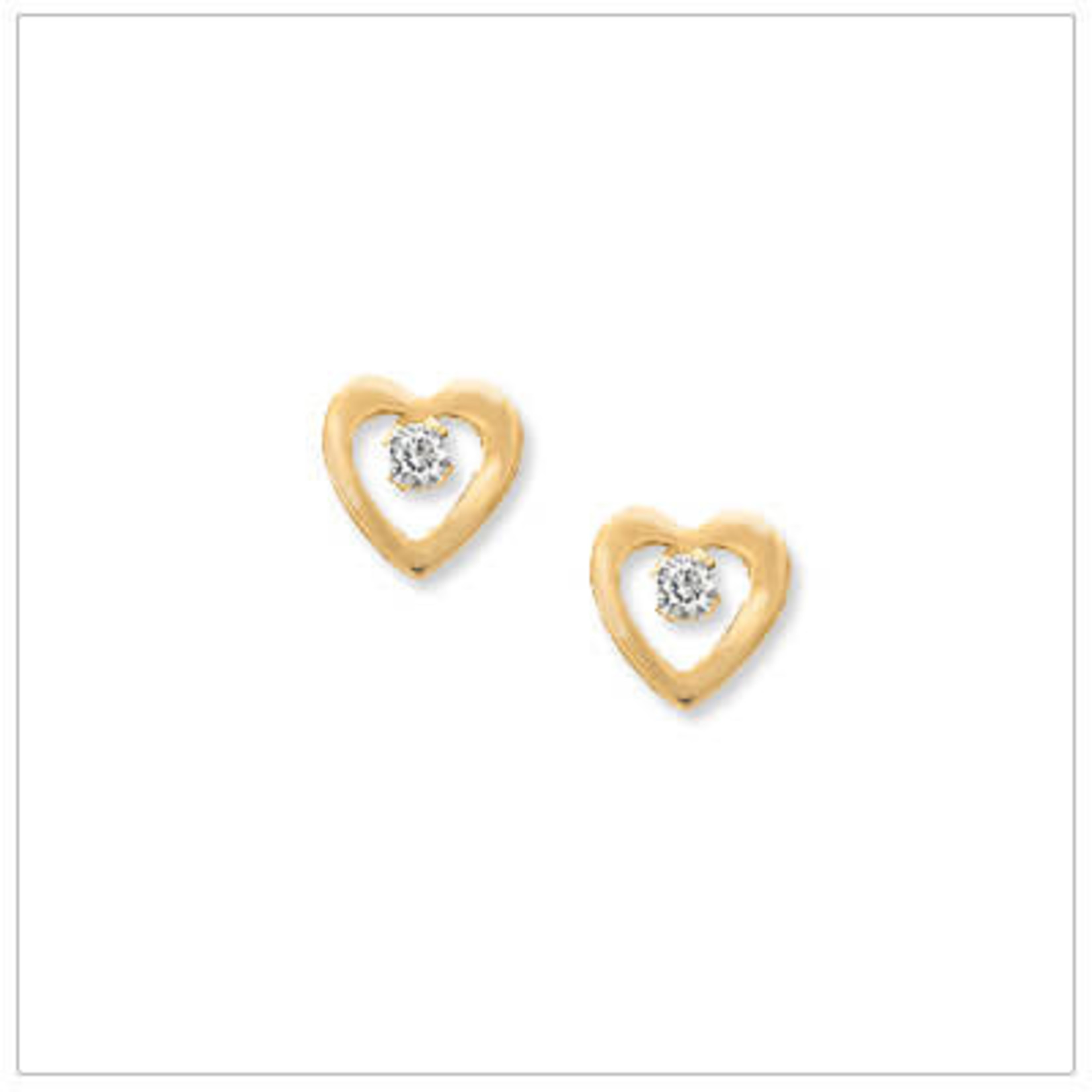 14KY Gold Diamond 0.06ctw Heart Stud Earrings