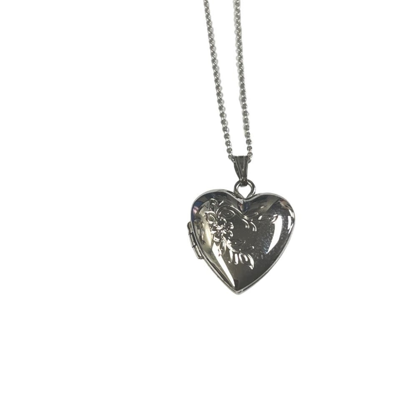 Sterling Silver Floral Engraved Heart Locket