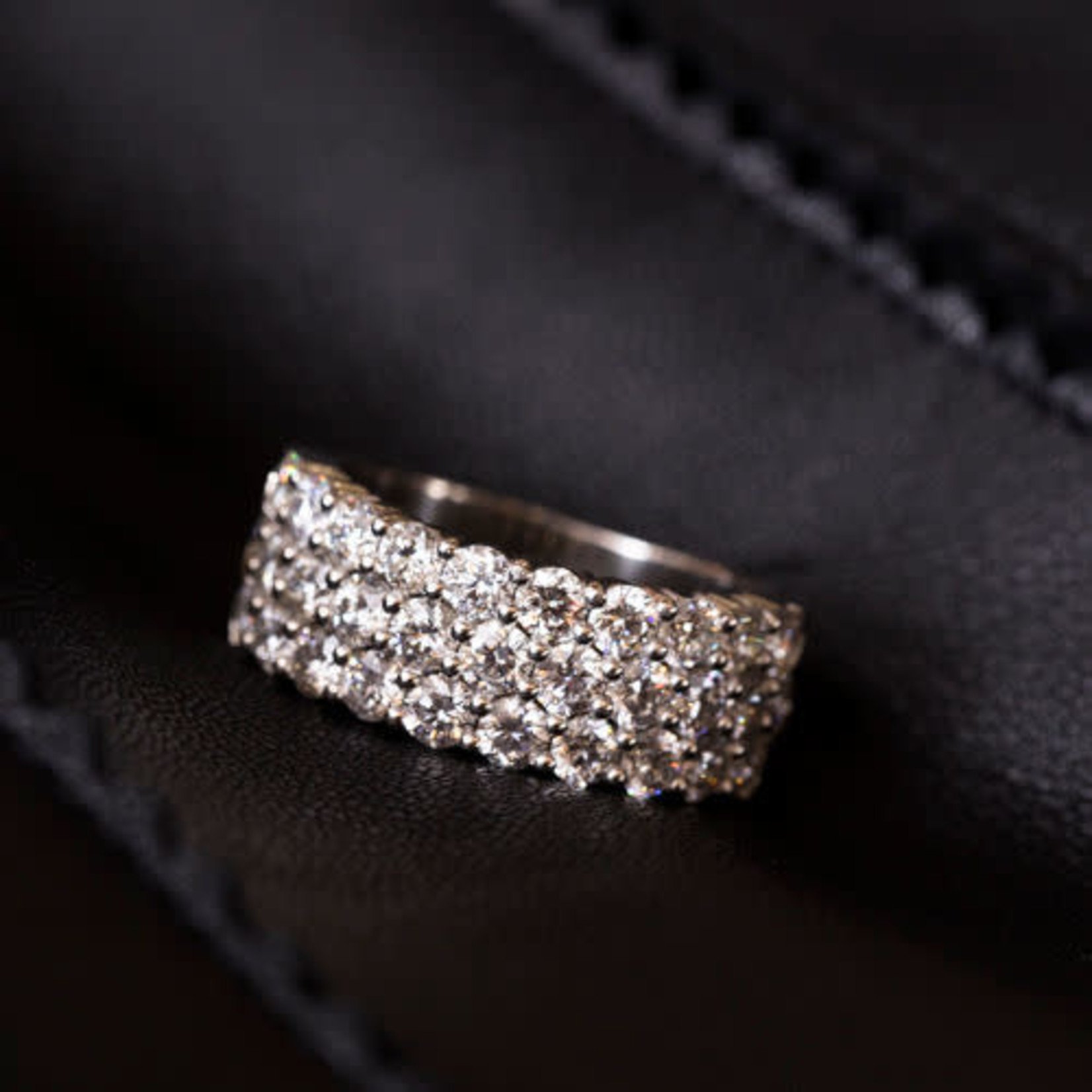 Platinum Three Row 3.68 Carat Diamond Band