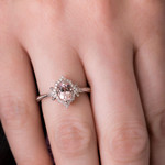 14KW Petite Oval Morganite & Diamond Ring
