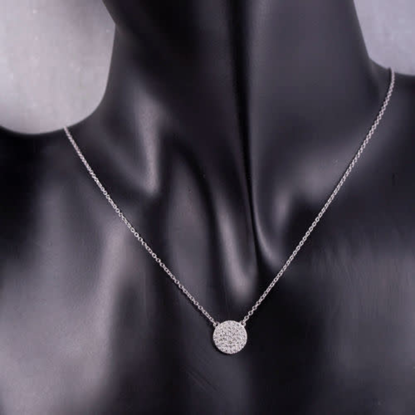 14K White Gold Pave Diamond Disc Pendant