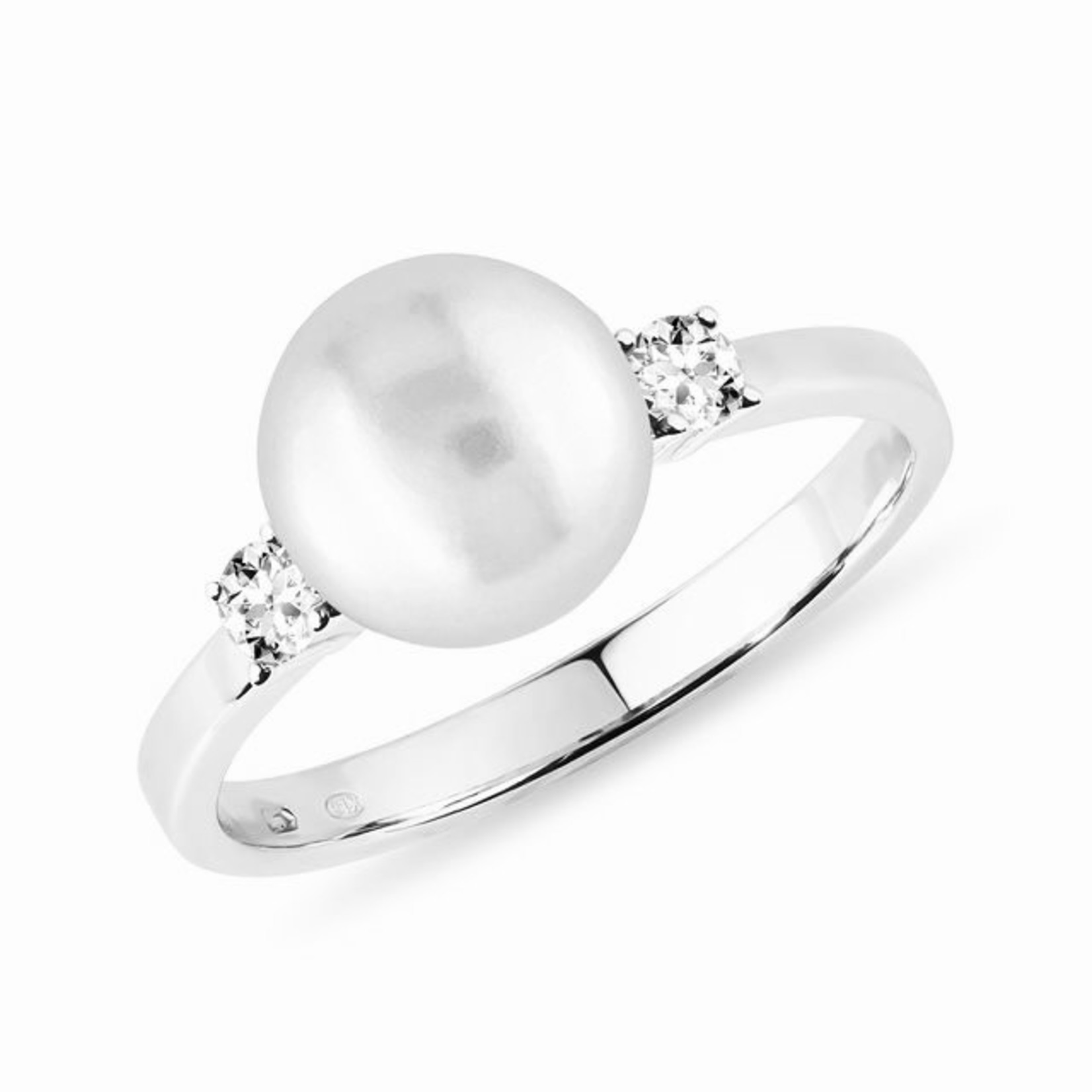 14K White Gold Akoya Pearl & Diamond Ring