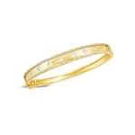 14K Yellow Gold 1 Carat Diamond Pave Bar Bangle