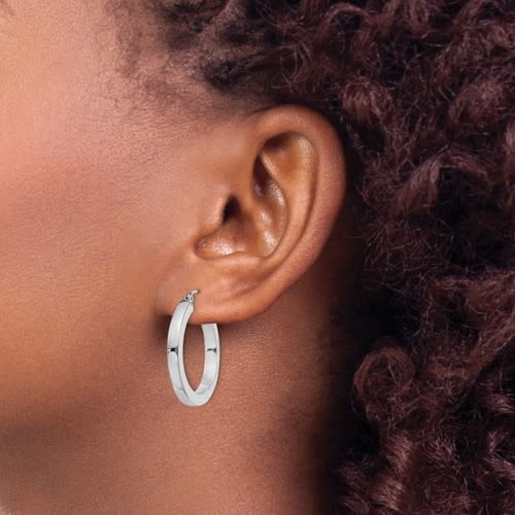 Sterling Silver Square Tube Hoop Earrings