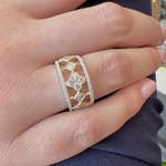 18K Two Tone Gold Diamond Cluster Band