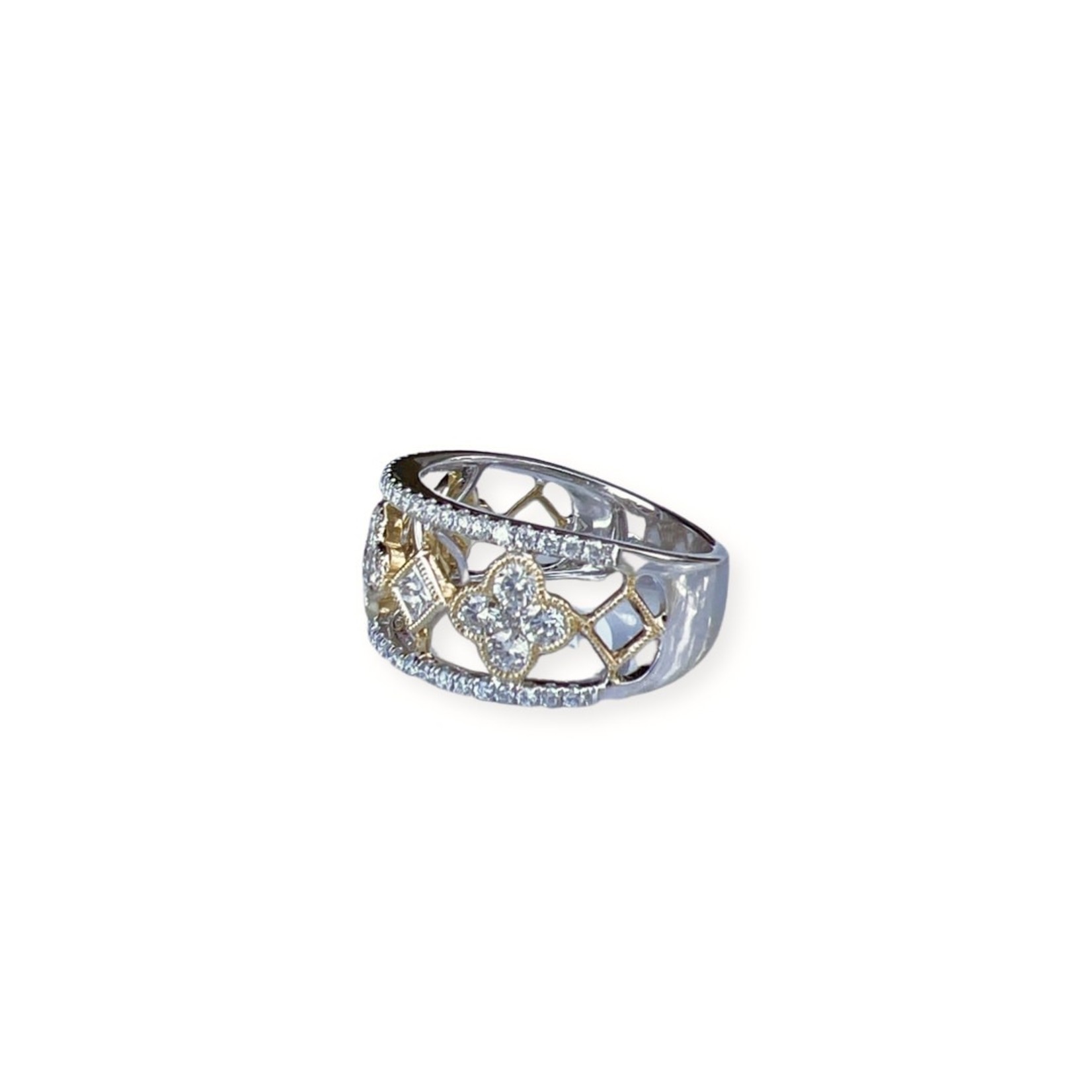 18K Two Tone Gold Diamond Cluster Band
